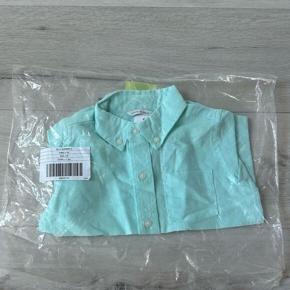 Janie and Jack Linen-Cotton Shirt button down
Size 2T sea breeze NWT in packagin - Picture 2 of 4